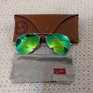 Ray-Ban Gold Sunglasses with Green Lenses